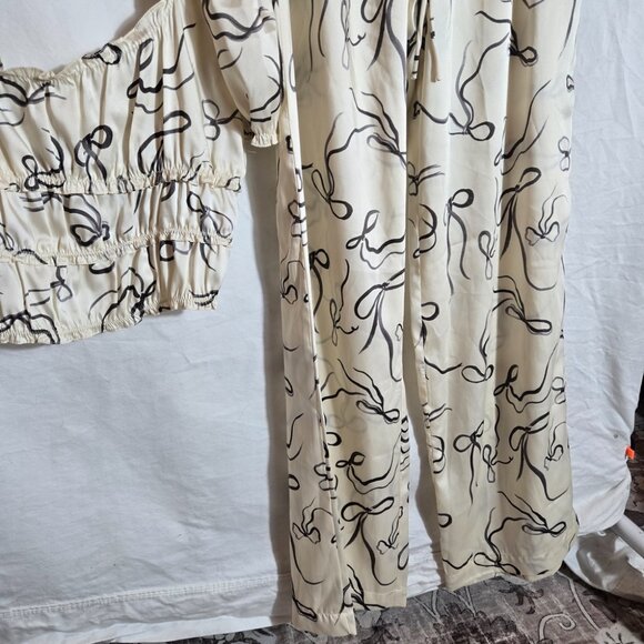 Zara Cream and Black Wide Leg Pants & Top Set - Picture 8 of 11